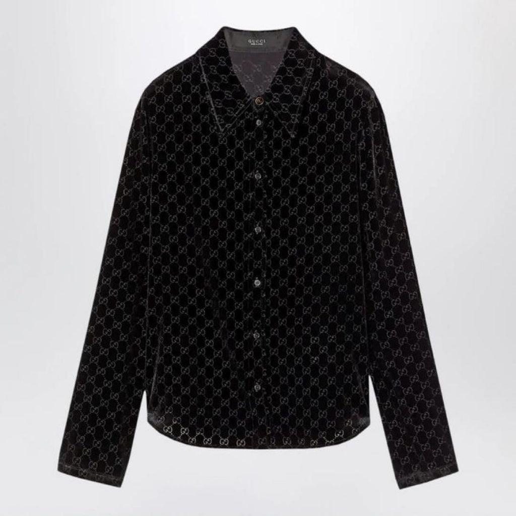 Runway 26SS Stretch GG velvet Velour devoré shirt blouse 52