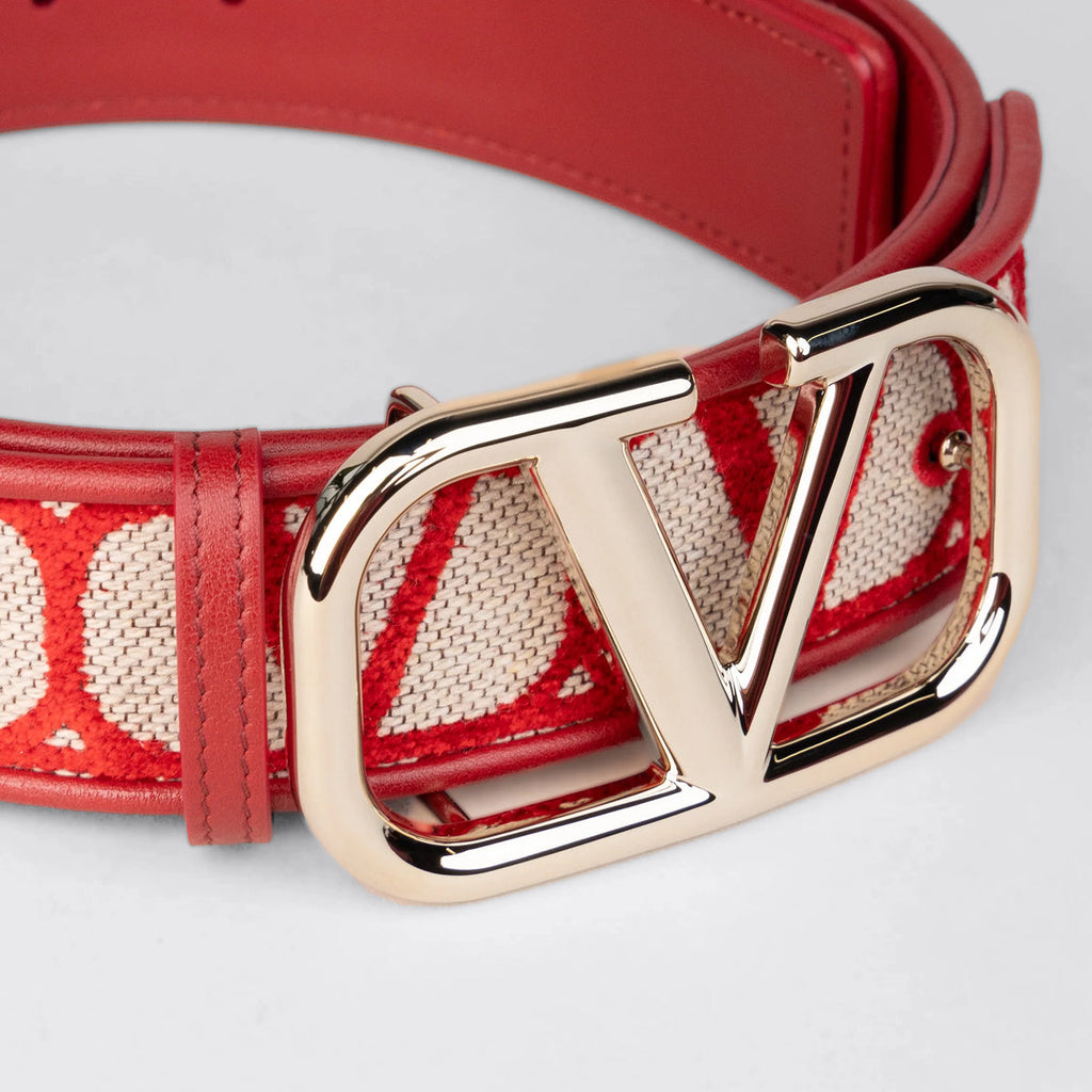 NWT VALENTINO VLogo Reversible Belt Red 80 Toile Iconographe Unisex