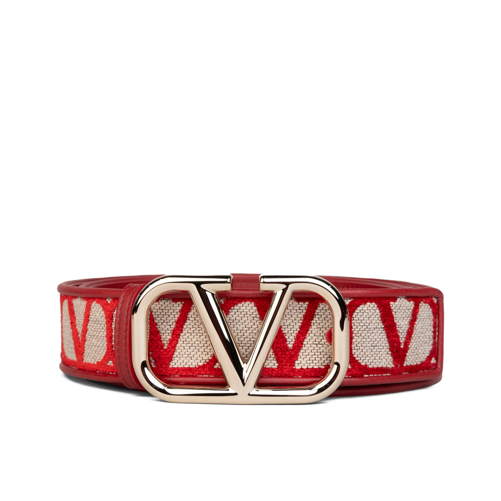 NWT VALENTINO VLogo Reversible Belt Red 80 Toile Iconographe Unisex