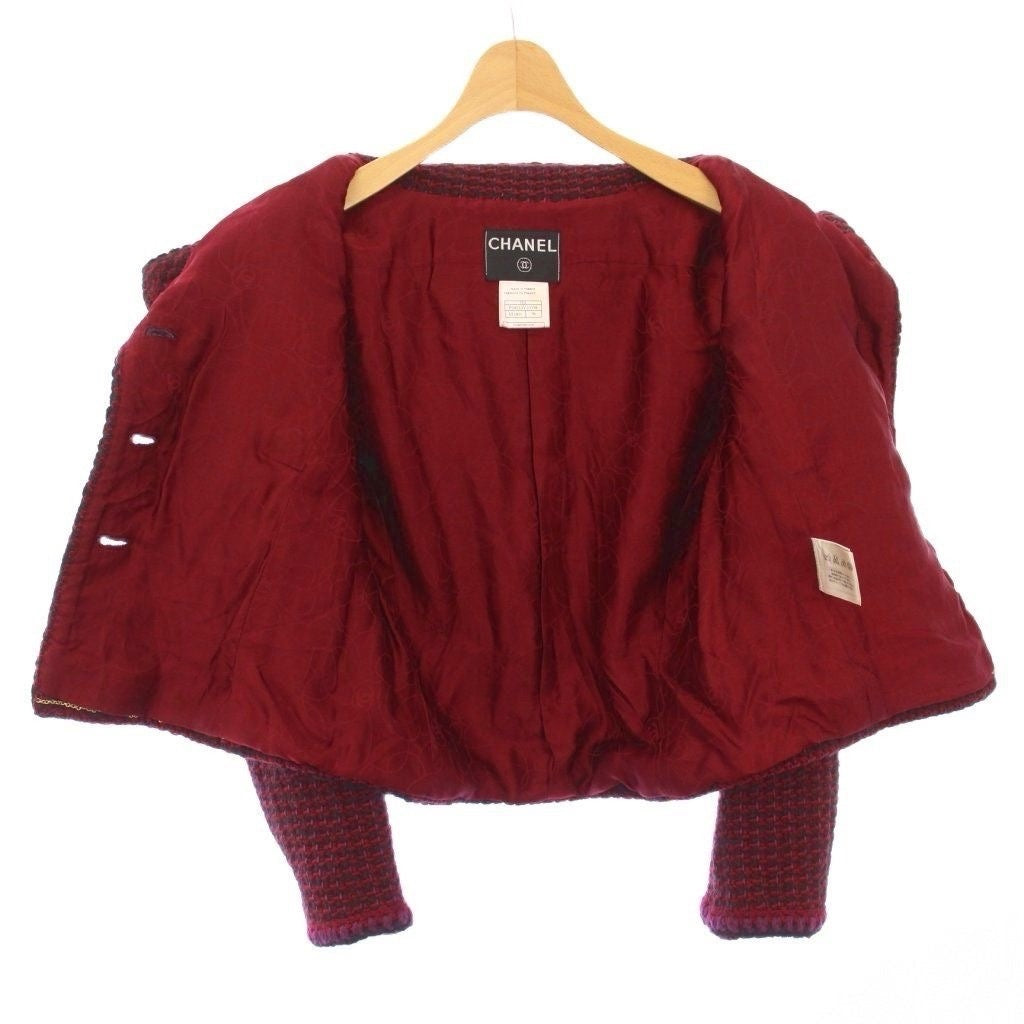 Chanel Tweed Jacket Blazer Red Size 36