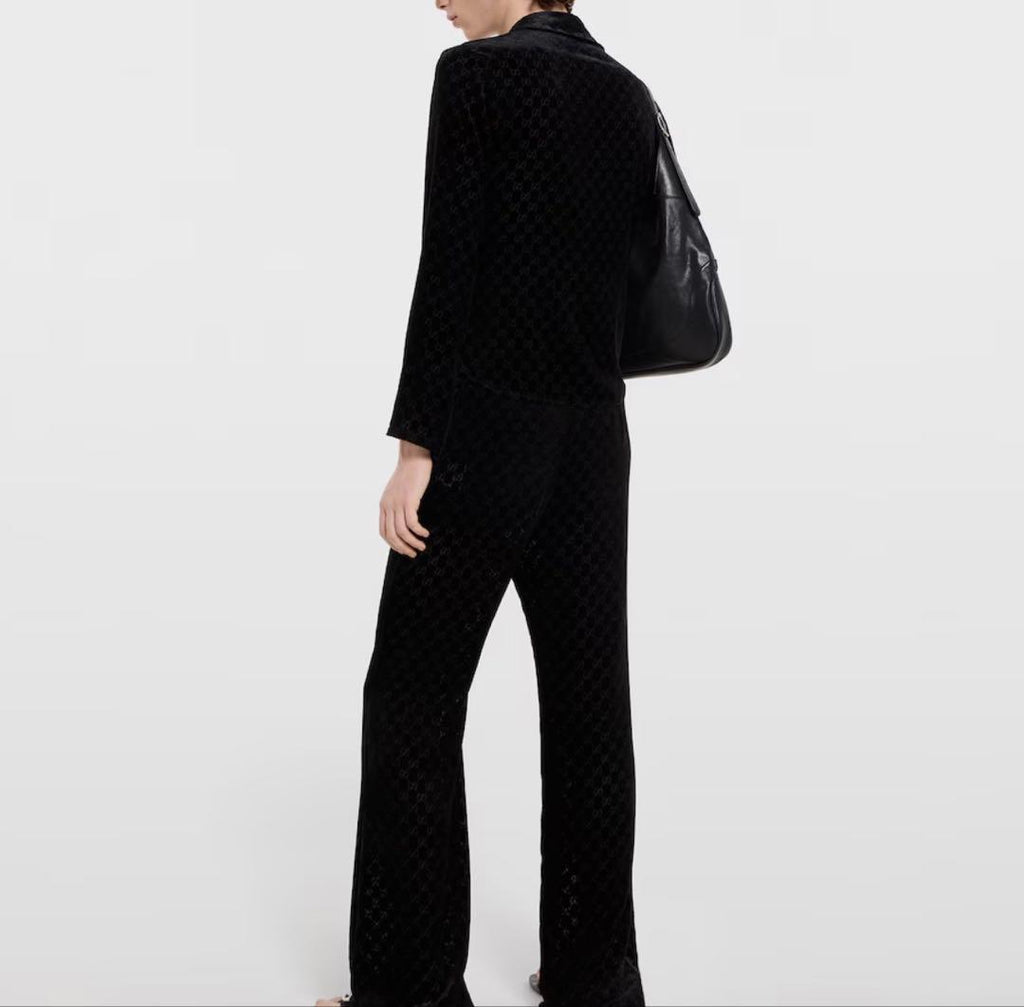 Runway 26SS Stretch GG velvet Velour devoré shirt blouse 52