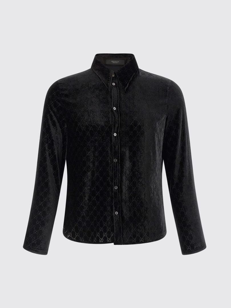 Runway 26SS Stretch GG velvet Velour devoré shirt blouse 52