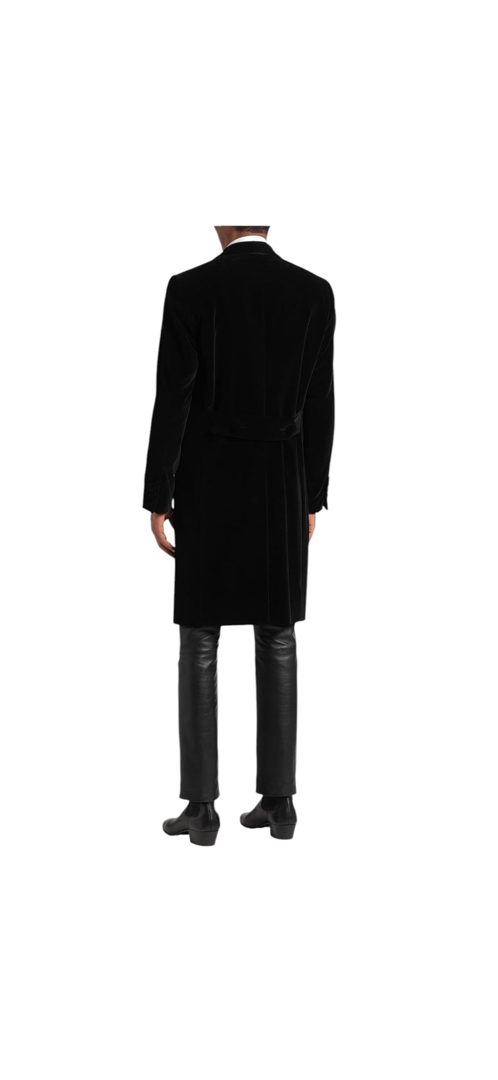 Brand New DOLCE & GABBANA Velvet Velour  Long Coat Black Size 58