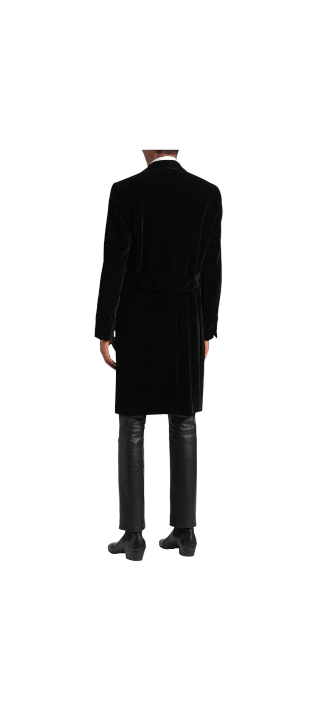 Brand New DOLCE & GABBANA Velvet Velour  Long Coat Black Size 58