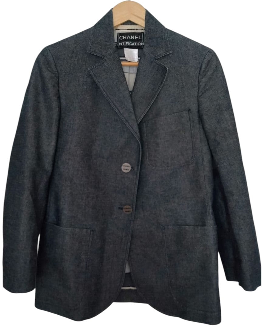 CHANEL Denim-Look Blue Jacket Size 38