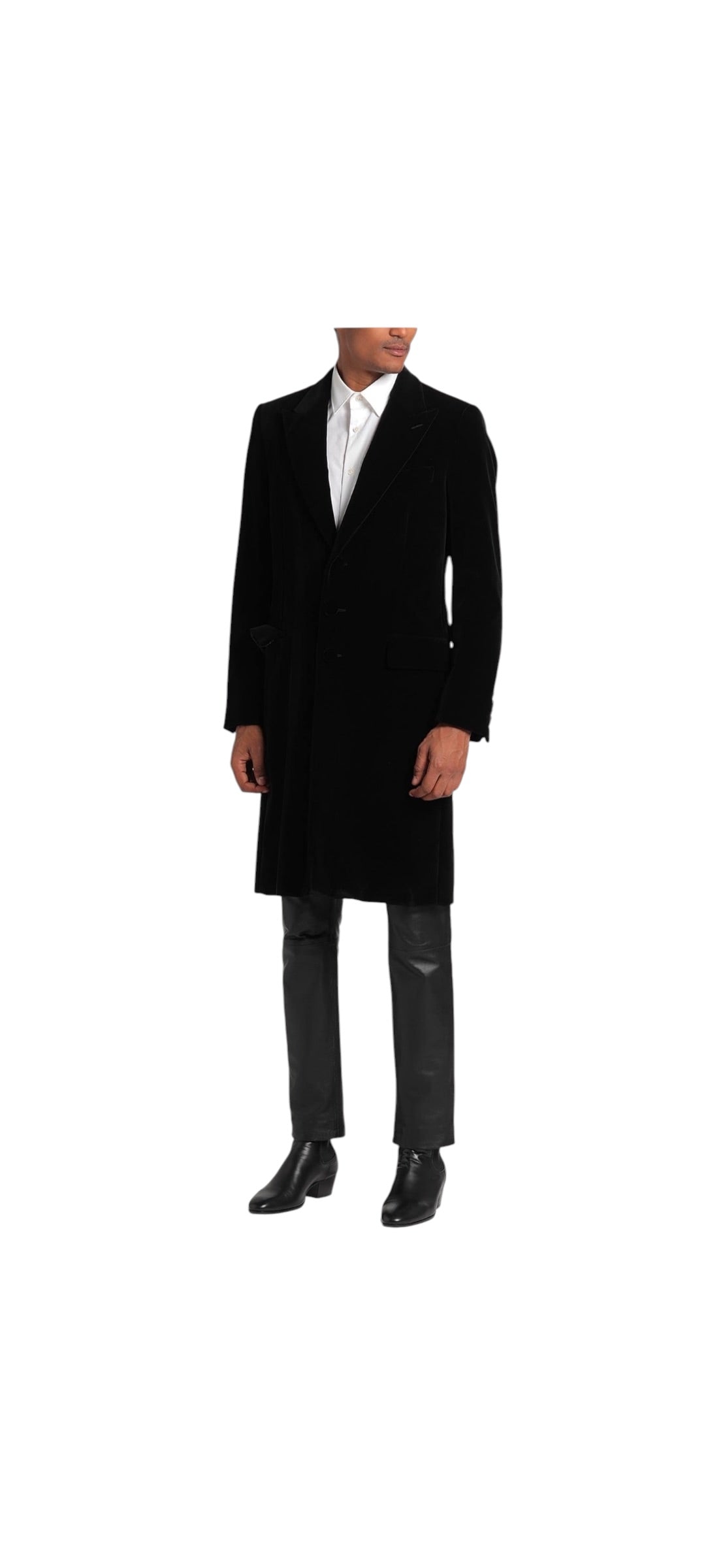 Brand New DOLCE & GABBANA Velvet Velour  Long Coat Black Size 58