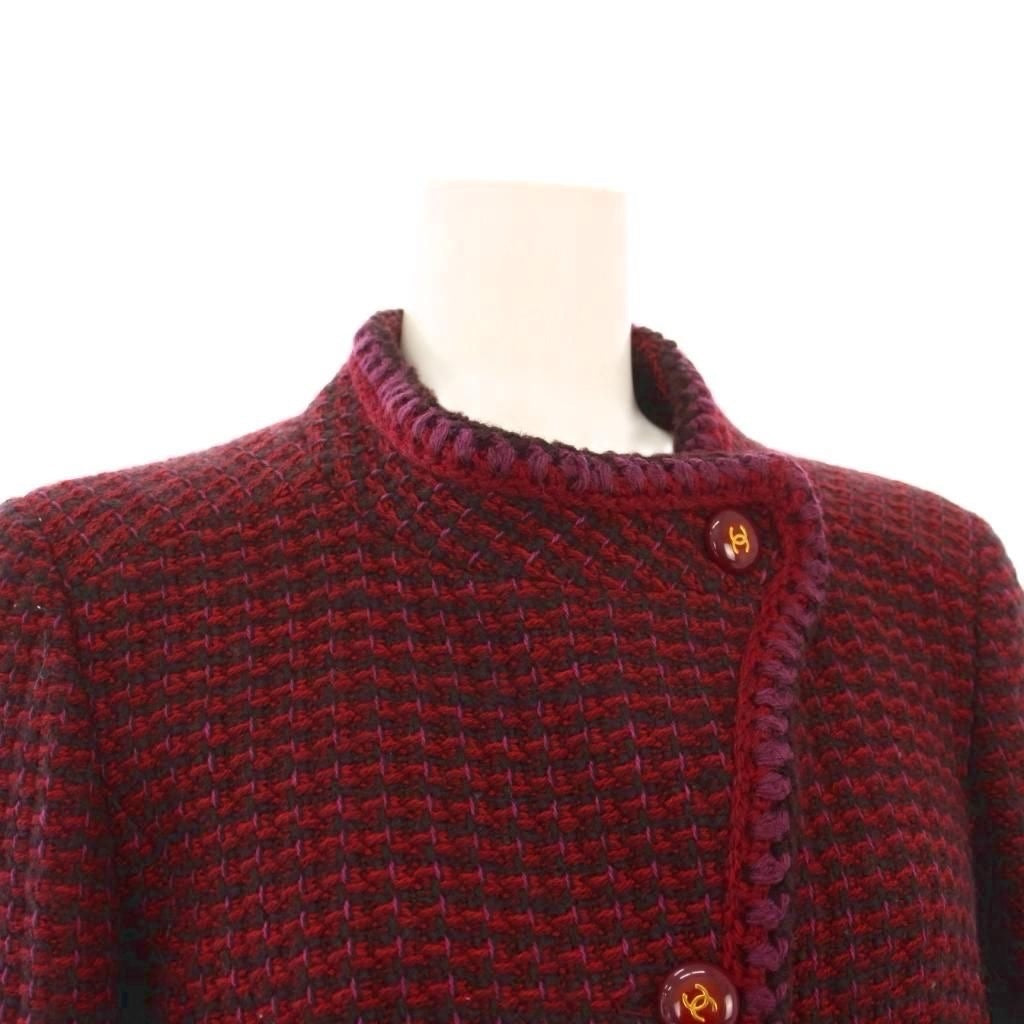 Chanel Tweed Jacket Blazer Red Size 36