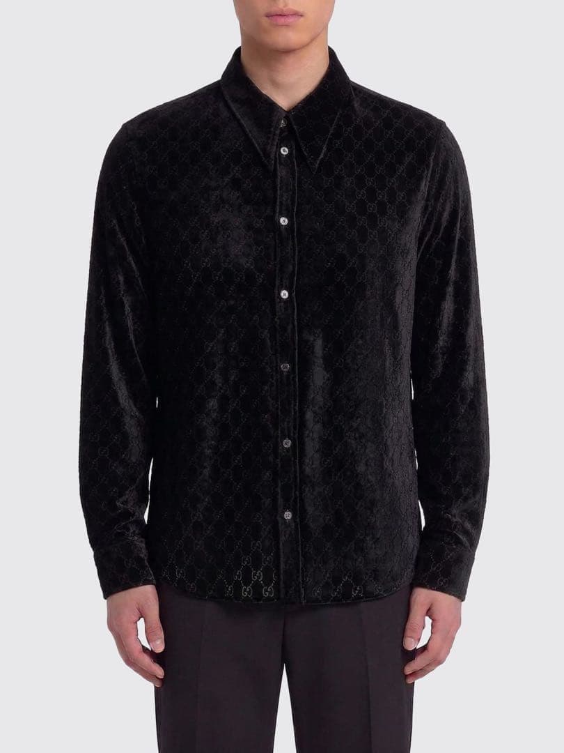 Runway 26SS Stretch GG velvet Velour devoré shirt blouse 52
