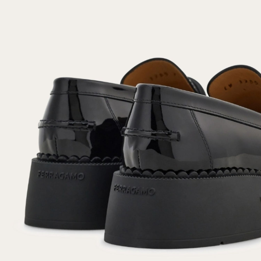 Ferragamo Caminia Patent Gancini Chunky Loafers  9 26.5cm Woman Men