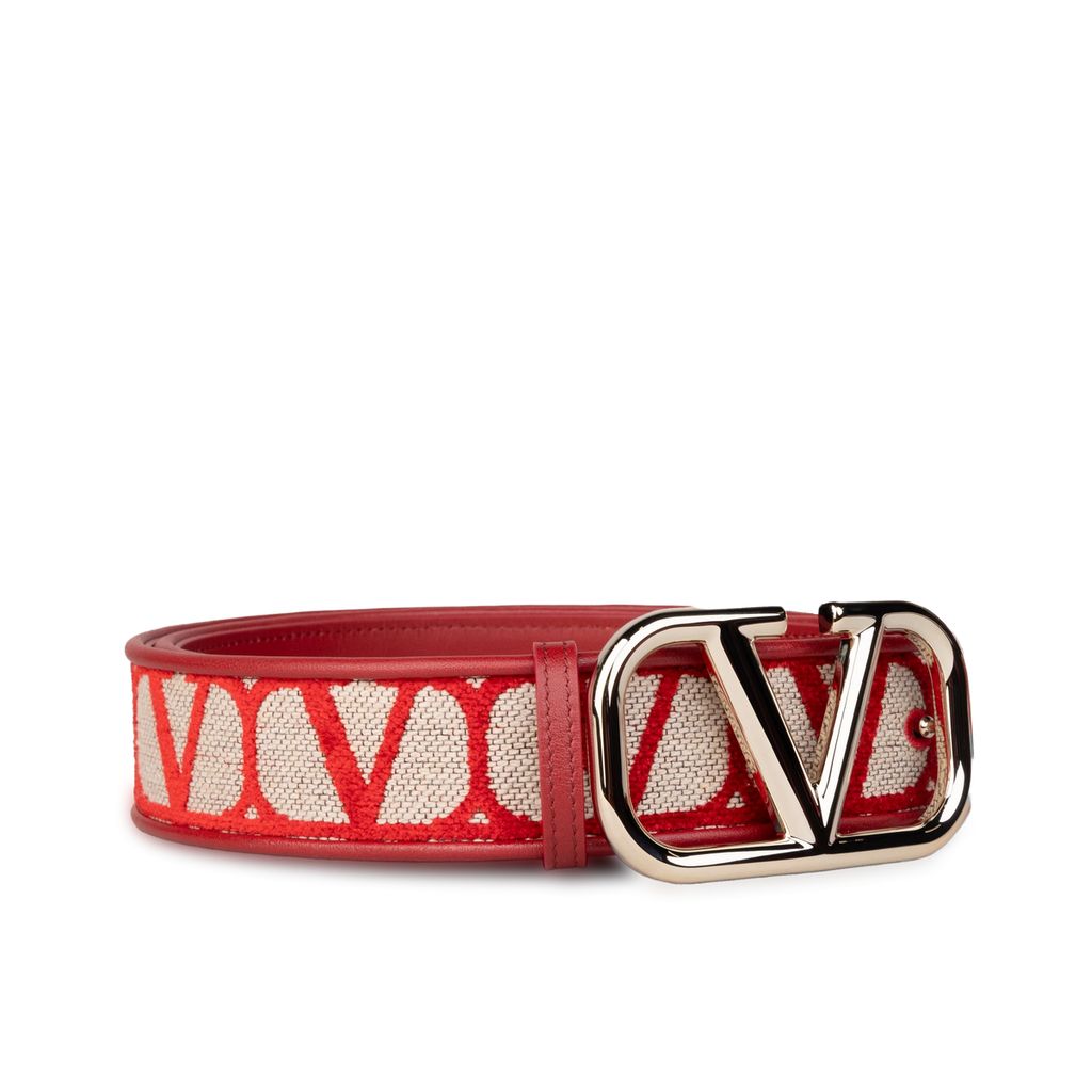 NWT VALENTINO VLogo Reversible Belt Red 80 Toile Iconographe Unisex