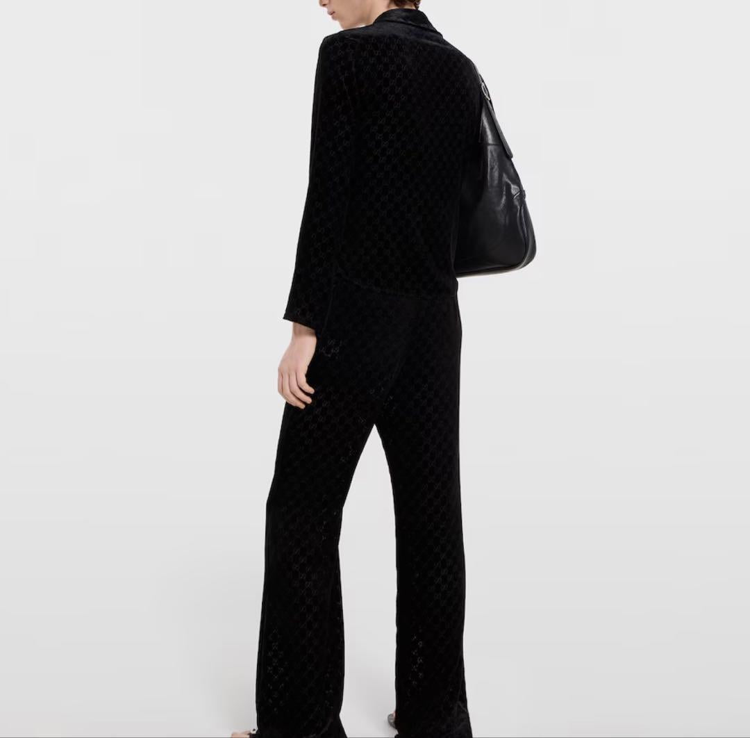 Gucci 26SS Runway GG Velvet Devoré Pants Trousers 46