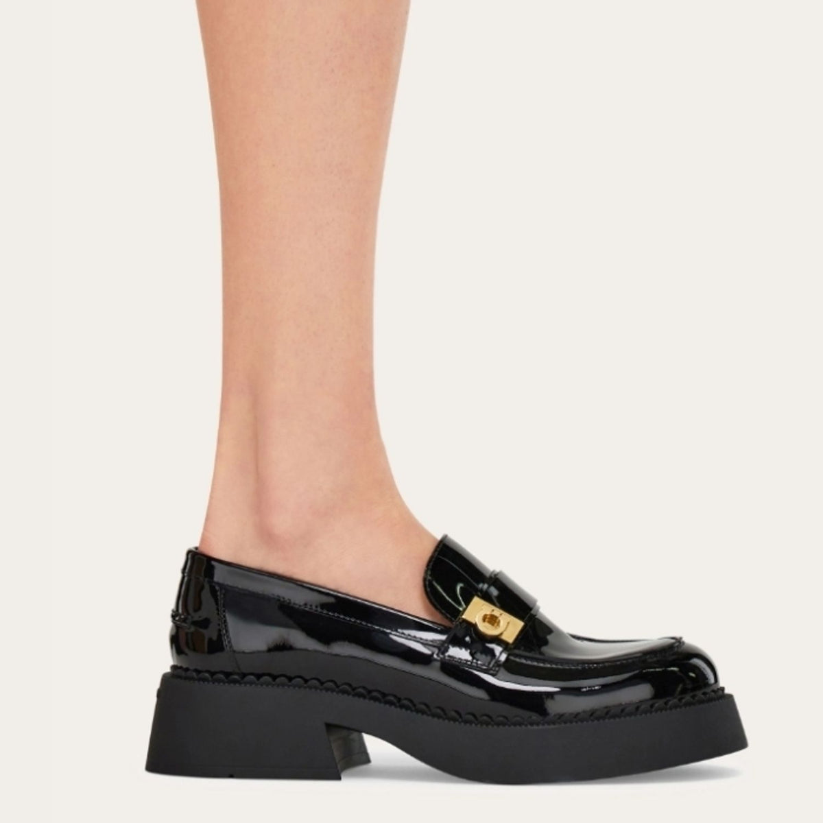 Ferragamo Caminia Patent Gancini Chunky Loafers  9 26.5cm Woman Men