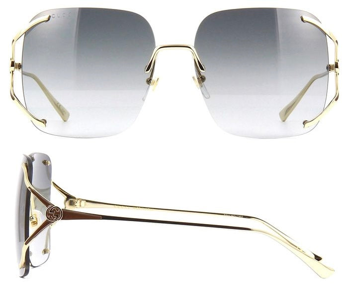 Brand New Gucci Square Metal Sunglasses for Men and Women Gray Lenses
