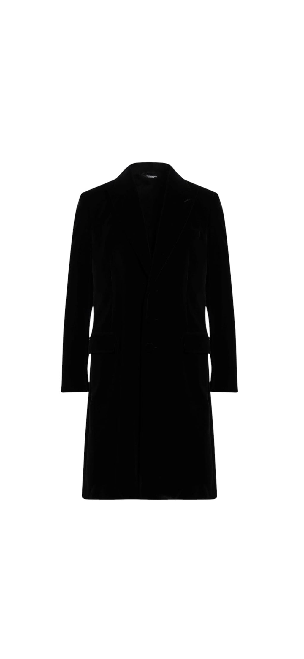 Brand New DOLCE & GABBANA Velvet Velour  Long Coat Black Size 58