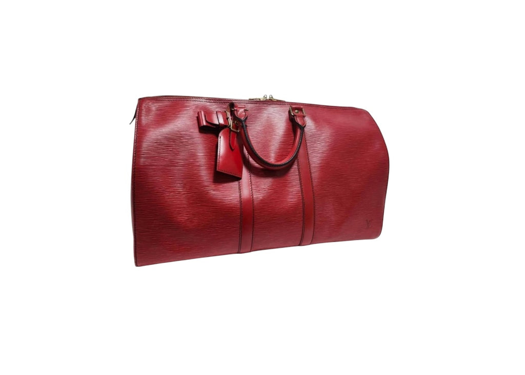 Louis Vuitton Keepall 50  Epi Leather Boston Bag Red