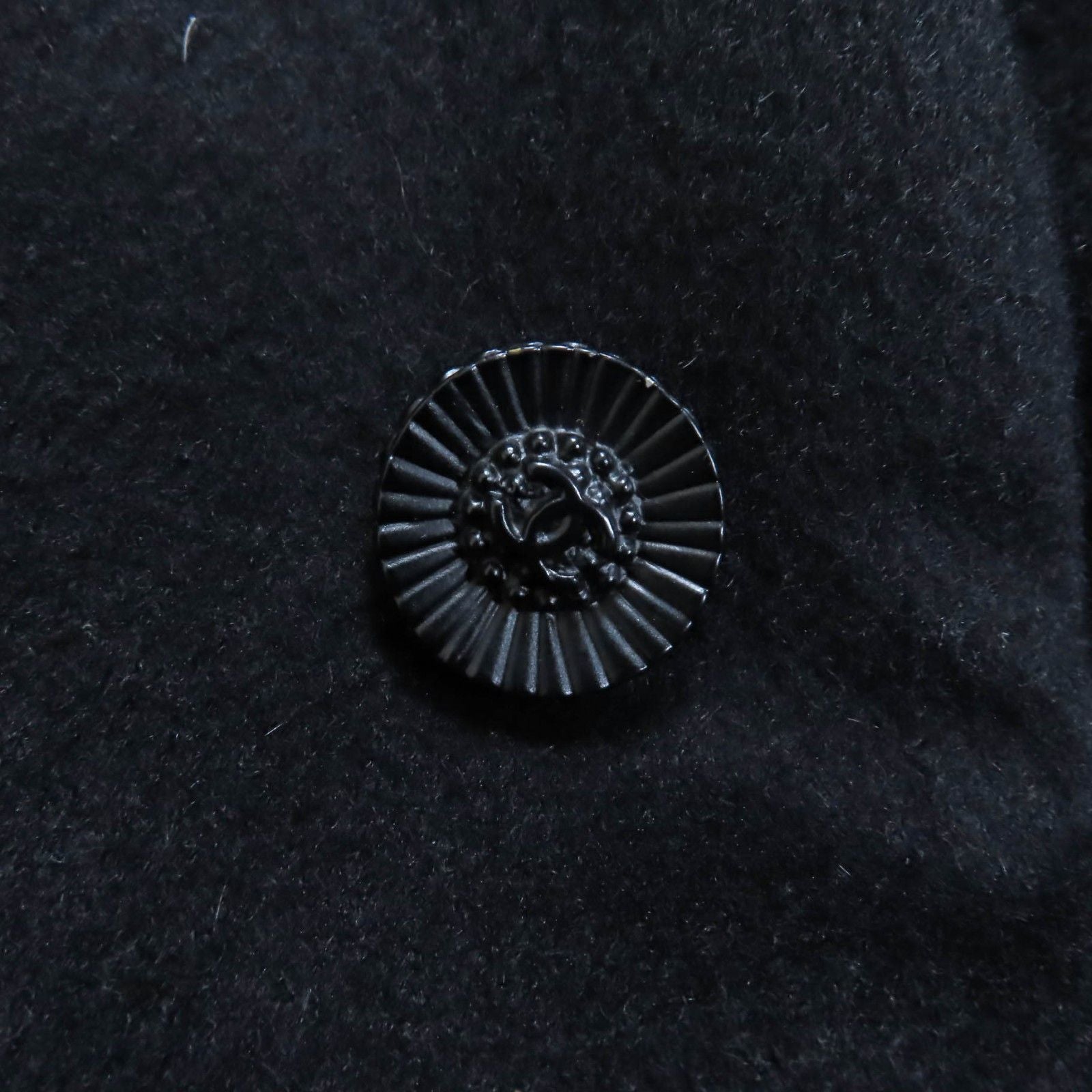 CHANEL Cashmere Belted CC Logo Button Long Coat Black Size 34