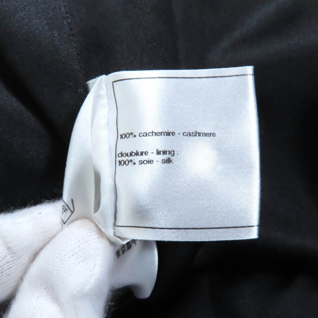 CHANEL Cashmere Belted CC Logo Button Long Coat Black Size 34
