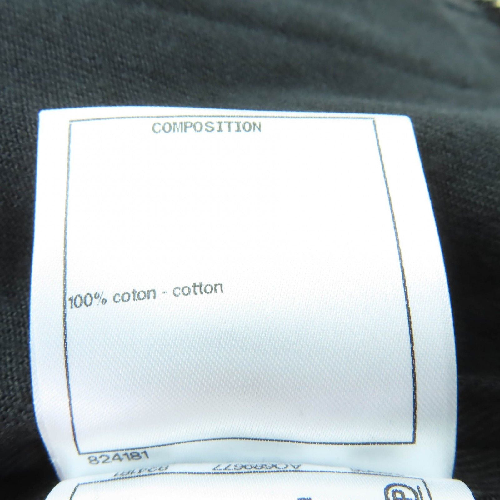 CHANEL Cotton Logo Button Denim Jacket No-Collar Black Size 36