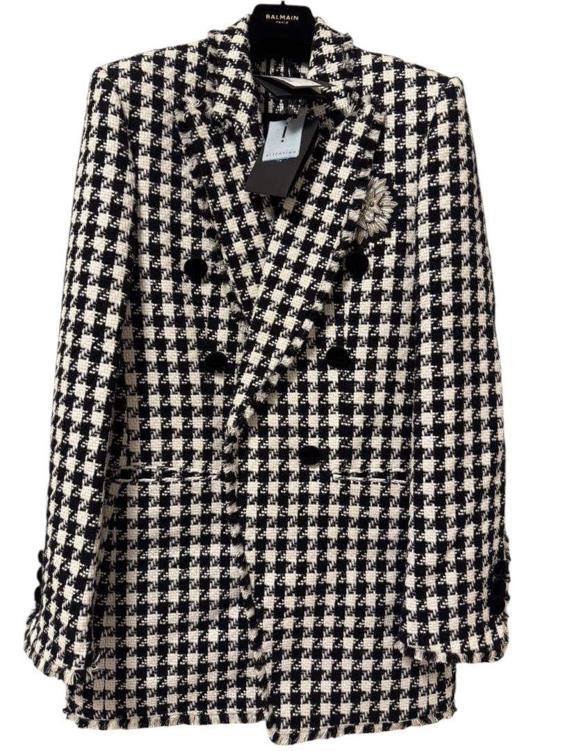 BALMAIN Patterned Double-Breasted Jacket Size 52
