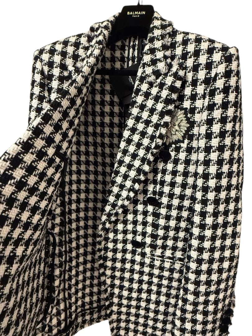 BALMAIN Patterned Double-Breasted Jacket Size 52