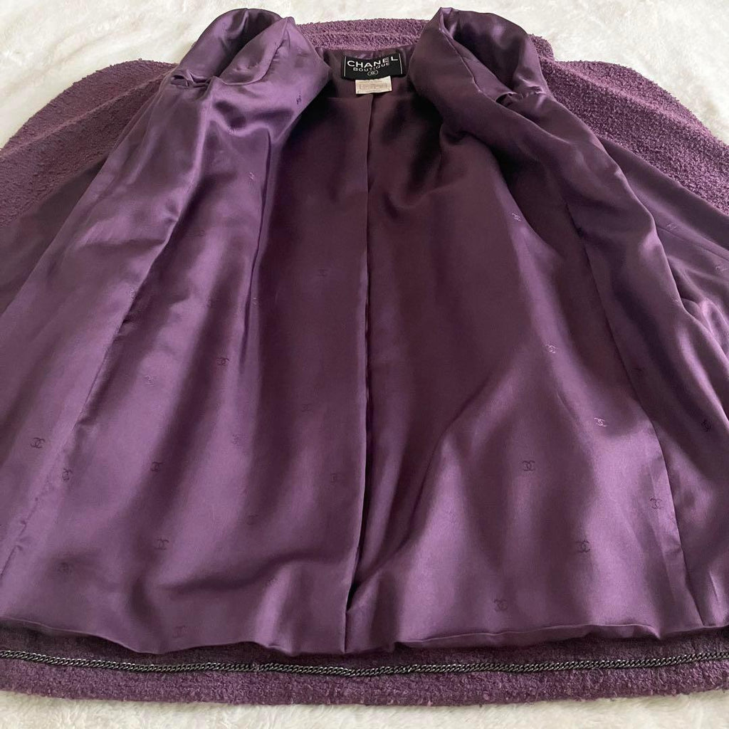 CHANEL Vintage 97A Coco Tweed Wool Chester Coat Size 36