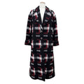CHANEL CC Button Patterned Wool Long Coat Black & Red Size 34