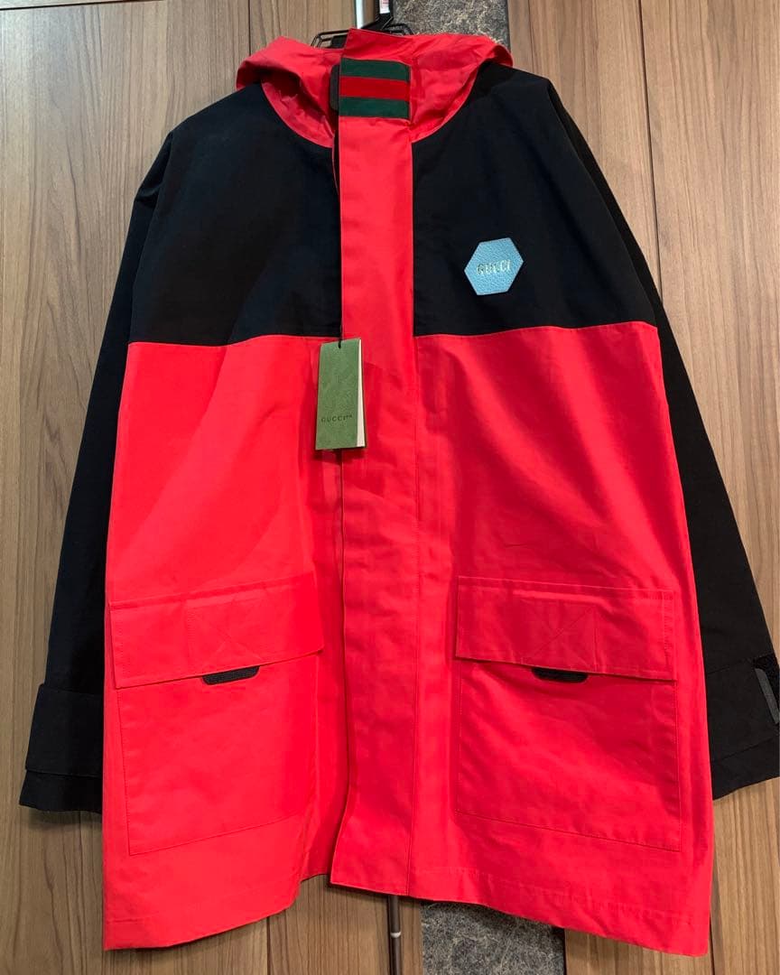 NWT GUCCI 100 Cotton Blend Zip Hood Jacket Red Size 48