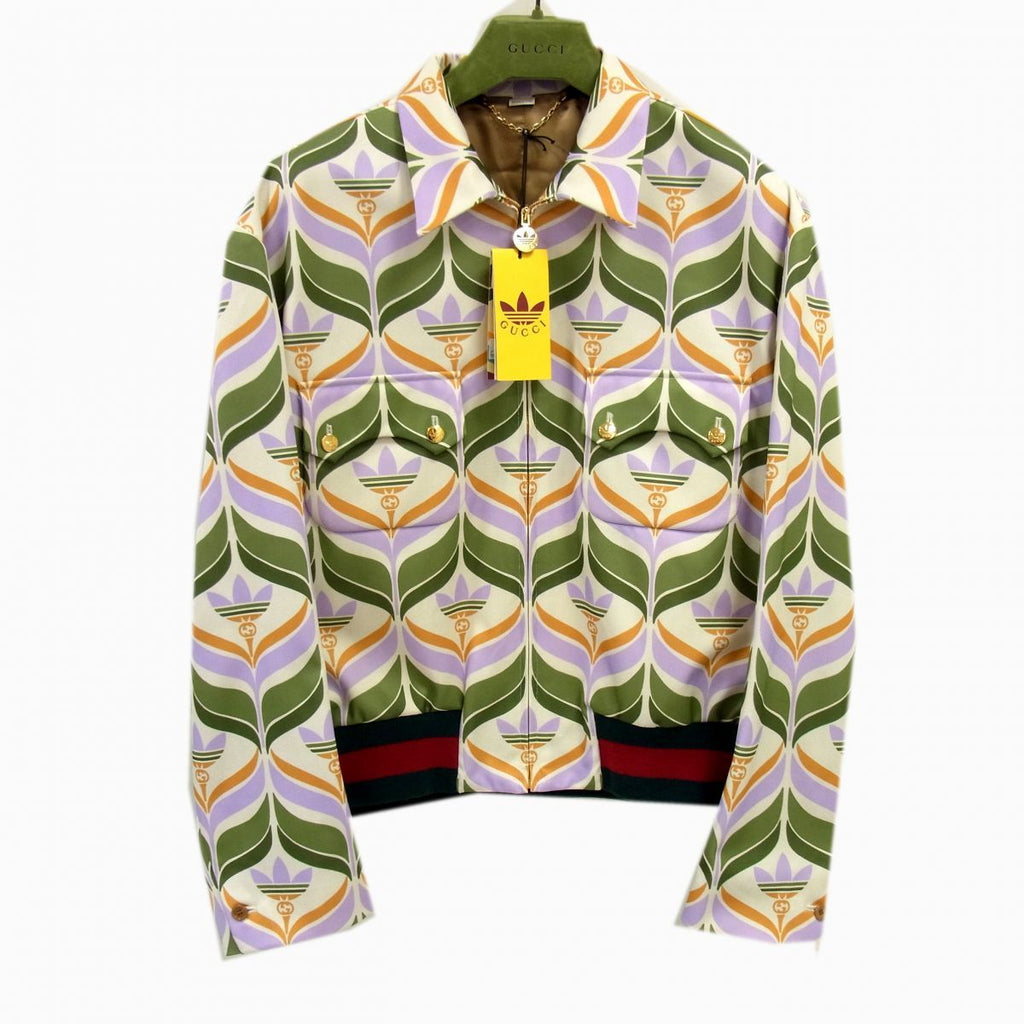 GUCCI x adidas 22AW トレフォイルプリント ジップ ブルゾン ジャケット マルチカラー サイズ52