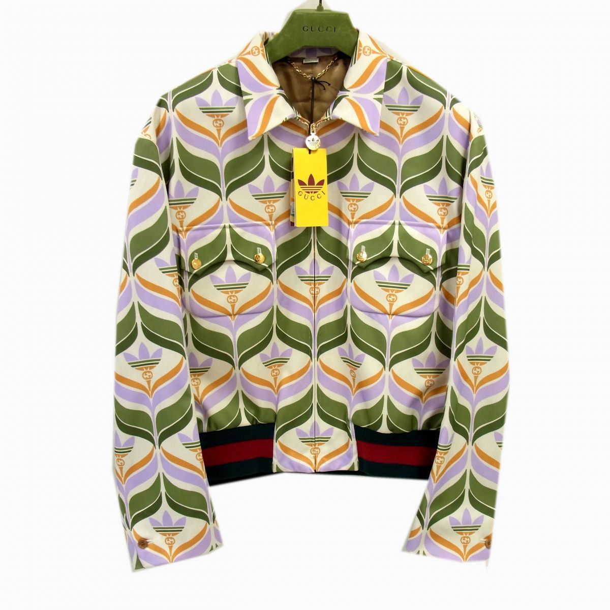 GUCCI x adidas 22AW トレフォイルプリント ジップ ブルゾン ジャケット マルチカラー サイズ52