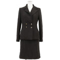 CHANEL 97C Vintage Double-Breasted Tweed Jacket & Skirt Set Charcoal Size 38