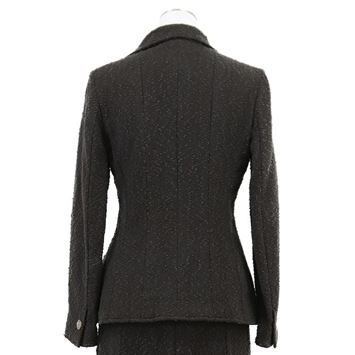 CHANEL 97C Vintage Double-Breasted Tweed Jacket & Skirt Set Charcoal Size 38