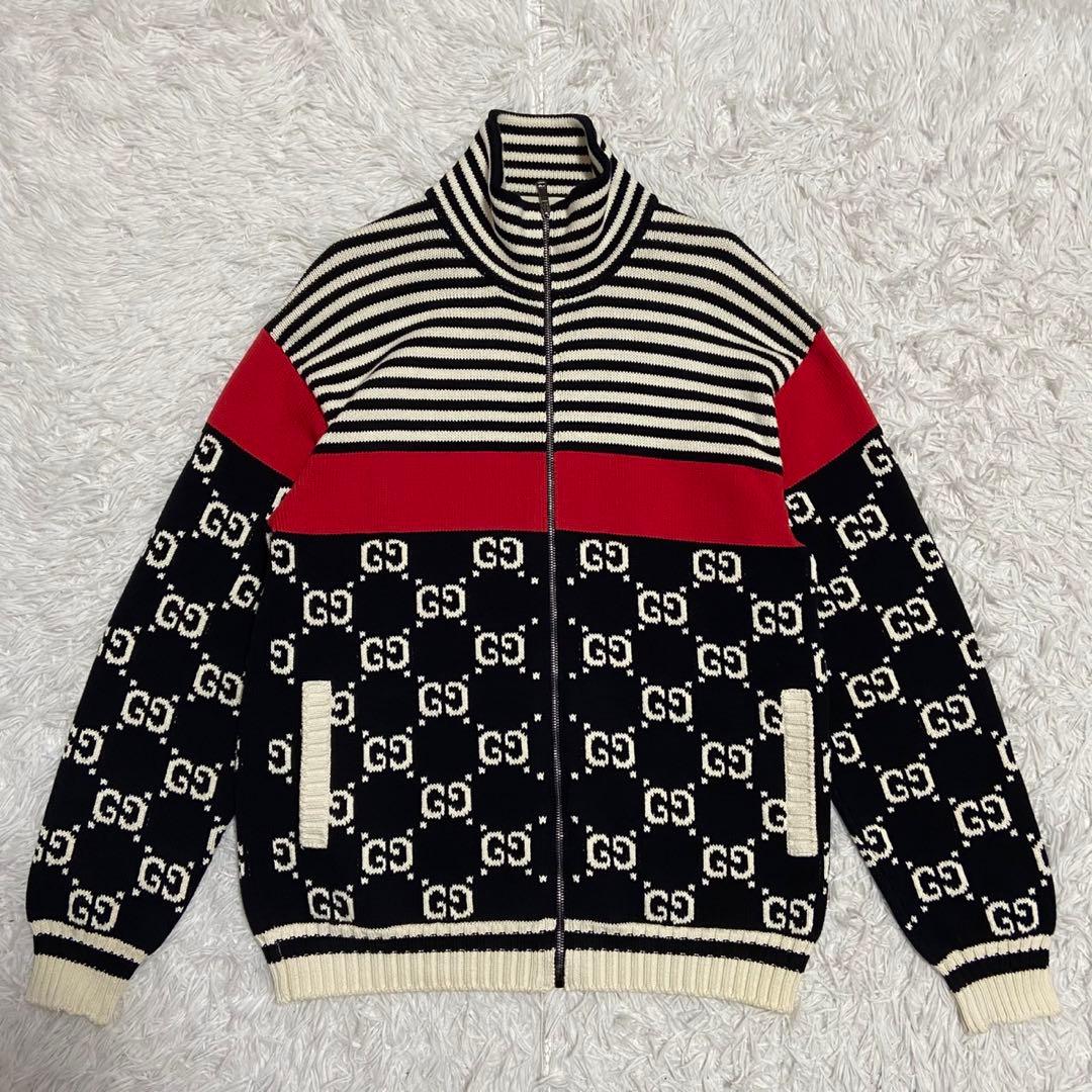 GUCCI GG Pattern Knit Blouson Jacket Multicolour Size L