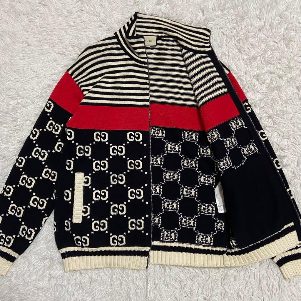 GUCCI GG Pattern Knit Blouson Jacket Multicolour Size L
