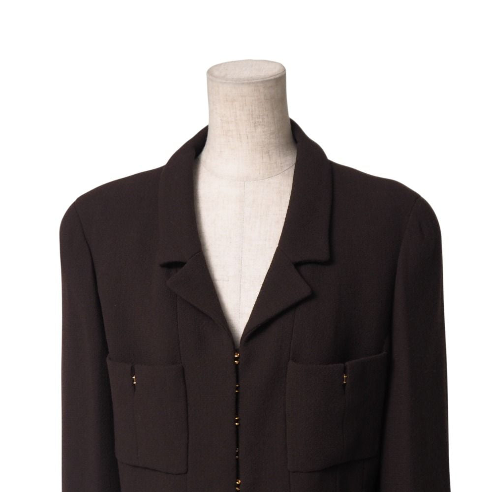 CHANEL 96A Vintage CC Logo Jacket & Midi Skirt Suit Size 42