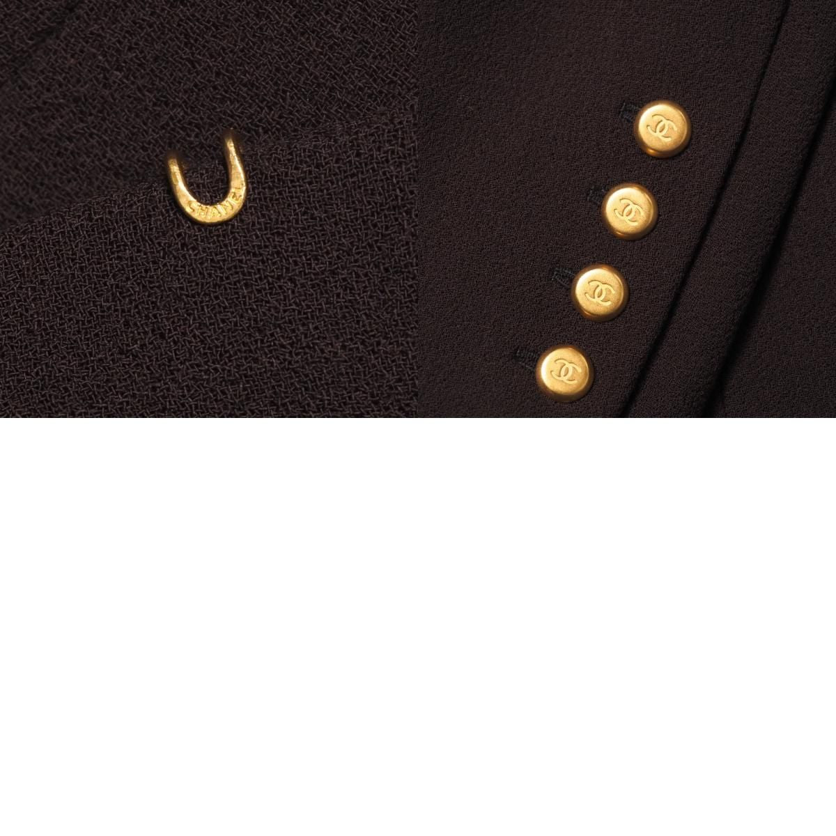 CHANEL 96A Vintage CC Logo Jacket & Midi Skirt Suit Size 42