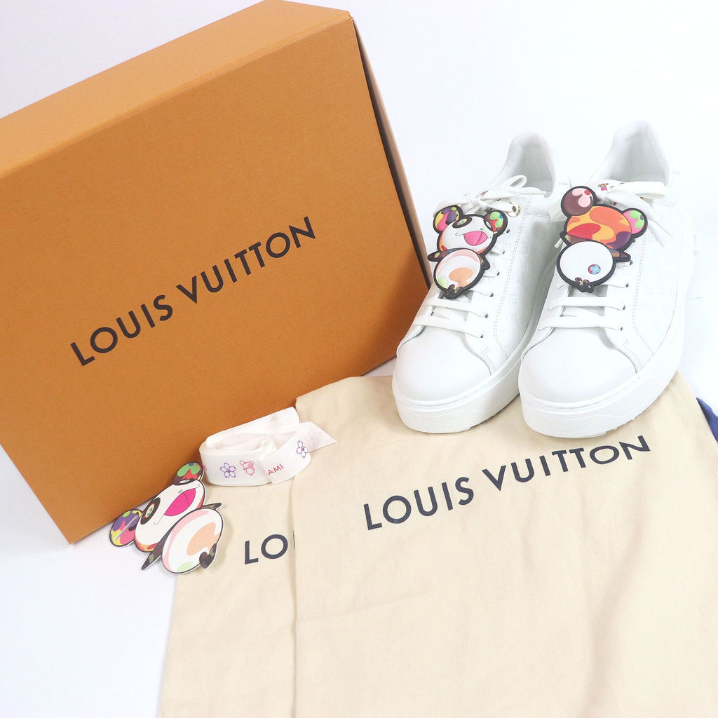 LOUIS VUITTON x Takashi Murakami 2024 Timeout Line Leather Panda Monogram Low-Top Sneaker White Size 42