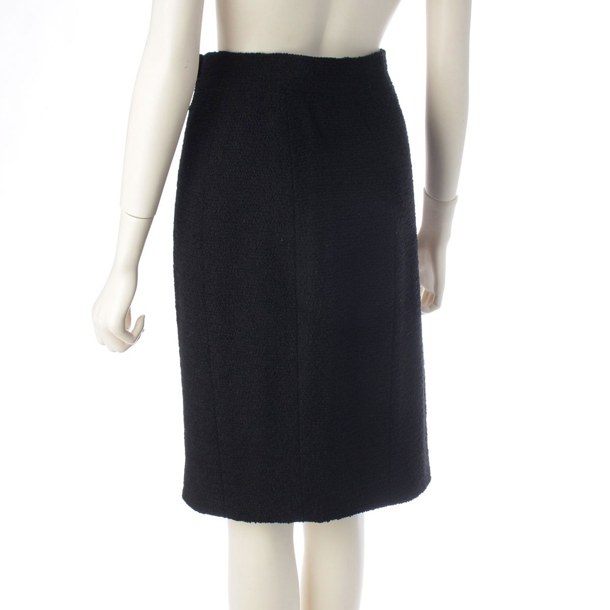 CHANEL Vintage CC Zip Wool Tweed Jacket & Skirt Set Black Size 36