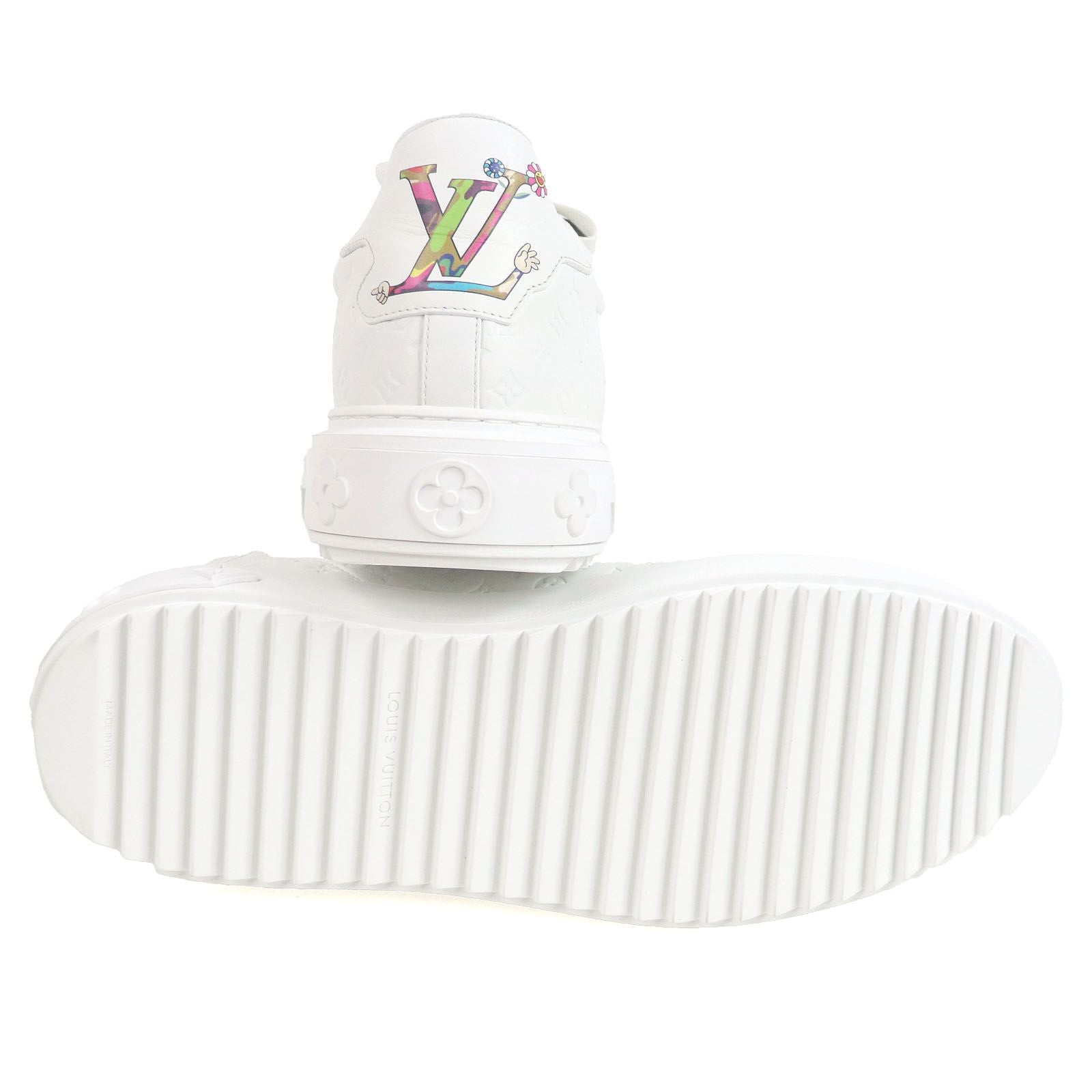 LOUIS VUITTON x Takashi Murakami 2024 Timeout Line Leather Panda Monogram Low-Top Sneaker White Size 42