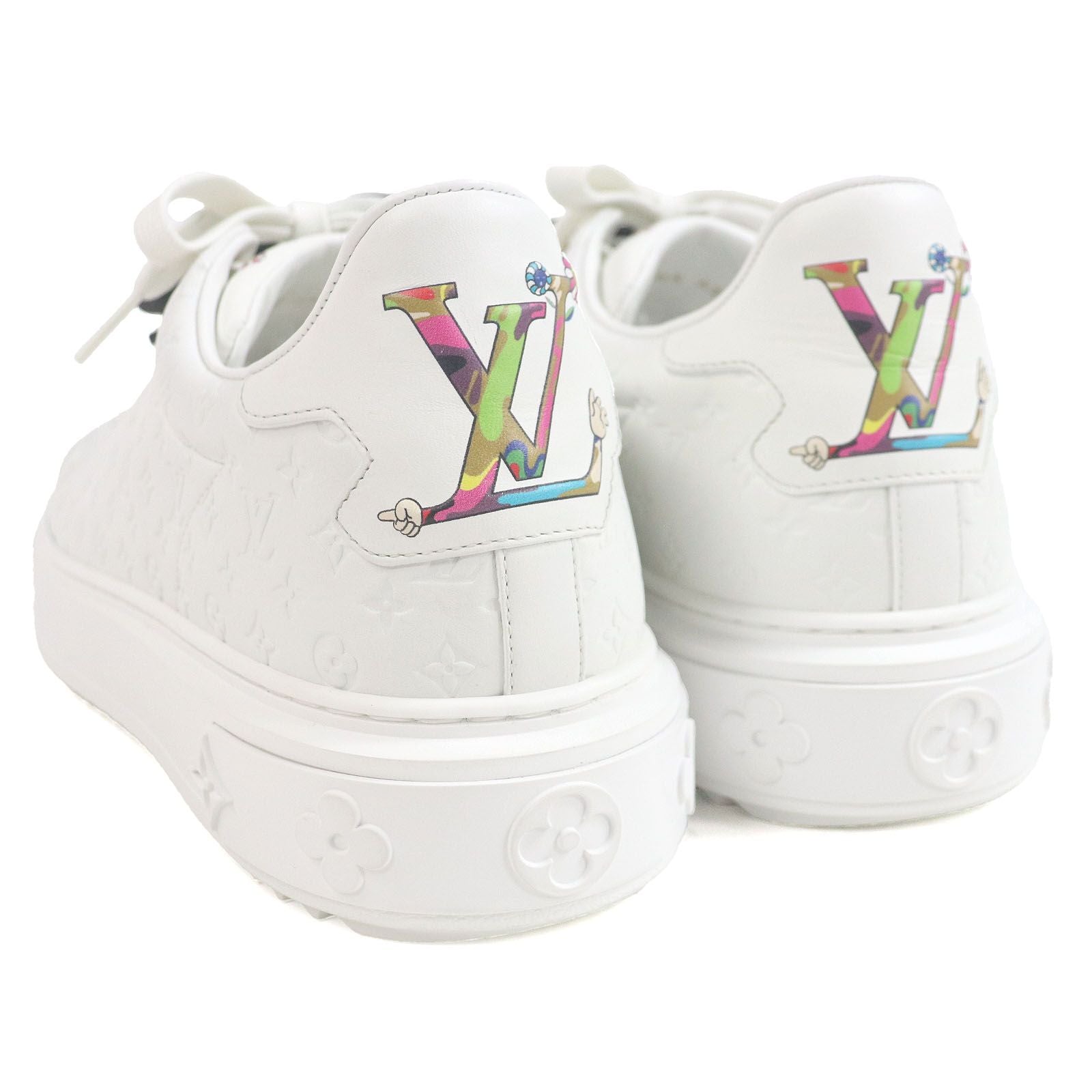 LOUIS VUITTON x Takashi Murakami 2024 Timeout Line Leather Panda Monogram Low-Top Sneaker White Size 42