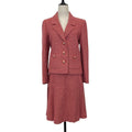 CHANEL Lion Button Tweed Jacket & Skirt Set Pink Multicolor Size 38