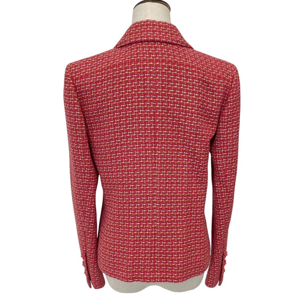 CHANEL Lion Button Tweed Jacket & Skirt Set Pink Multicolor Size 38