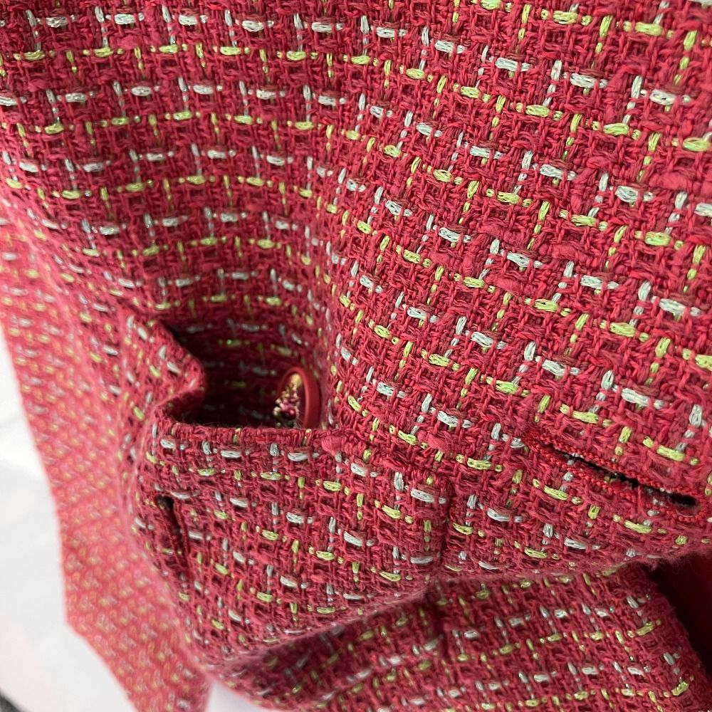 CHANEL Lion Button Tweed Jacket & Skirt Set Pink Multicolor Size 38