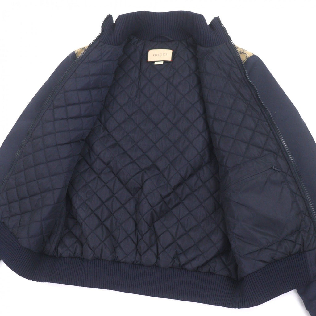 GUCCI 24SS GG Canvas Logo Patch Padded Zip-Up Blouson Navy Beige Size 50