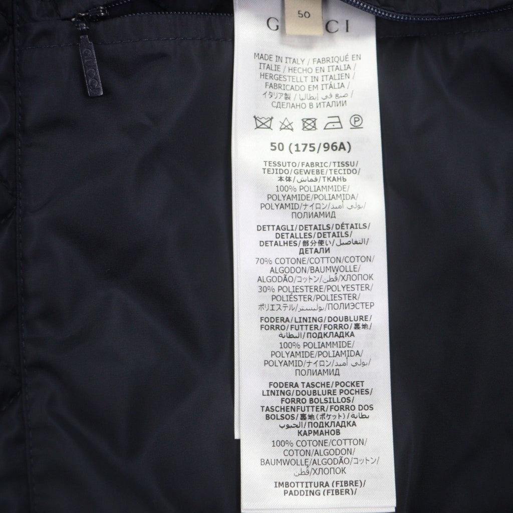 GUCCI 24SS GG Canvas Logo Patch Padded Zip-Up Blouson Navy Beige Size 50