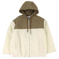 NWT GUCCI 24AW GGインターシャ フーデッドジップアップ ウールフリースジャケット アイボリーベージュ サイズM