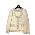 CHANEL Bijou-Embellished Silk Tweed Collarless Jacket Size 38