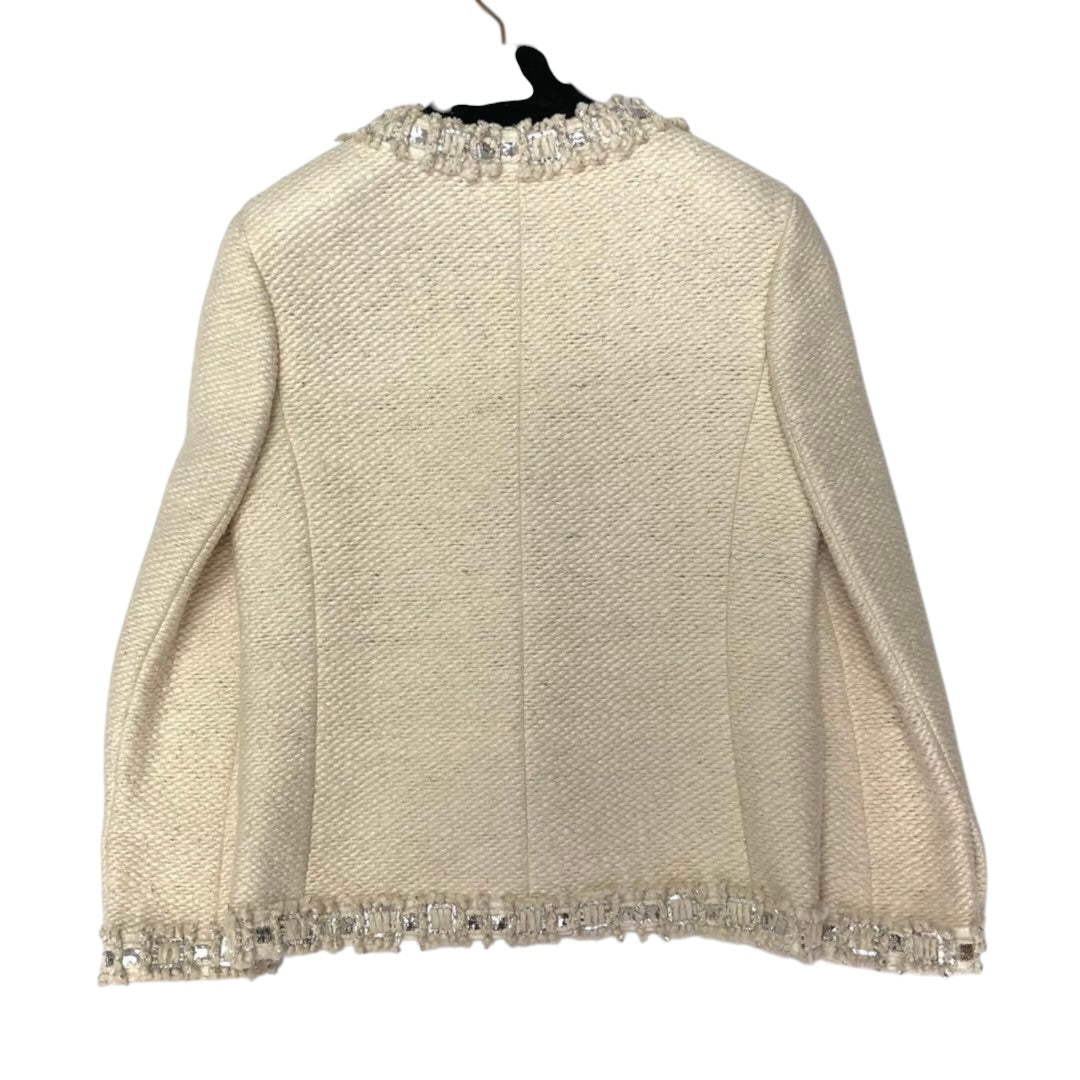CHANEL Bijou-Embellished Silk Tweed Collarless Jacket Size 38