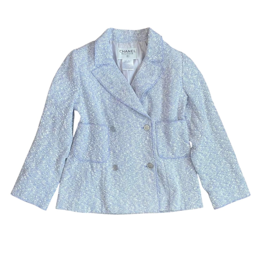 CHANEL 98P Mixed Tweed Jacket & Skirt Set Lavender Size 38