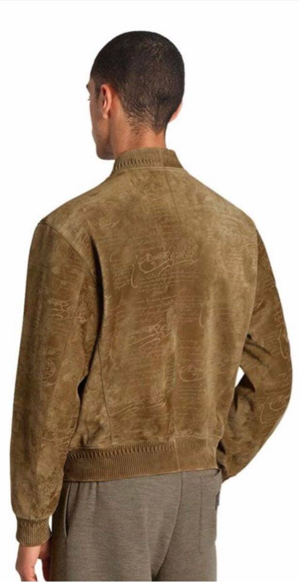 $9000 Berluti 2023 Limited Calligraphy Scritto Suede Leather Bomber Jacket Brown Size 48