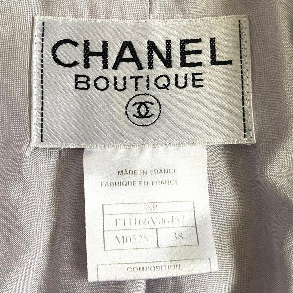 CHANEL 98P Mixed Tweed Jacket & Skirt Set Lavender Size 38